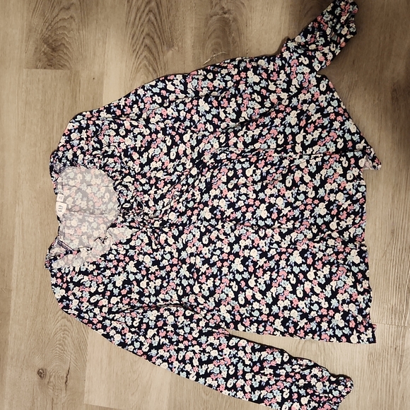 GAP | XXL | Long Sleeve Top | Soft Stretchy Floral Pattern | Blue White Pink - Picture 1 of 3